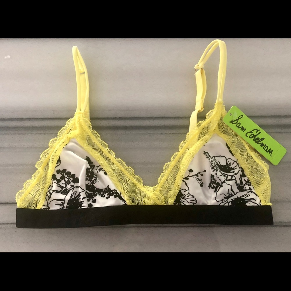 Sam Edelman Black & White Printed Floral Bralette